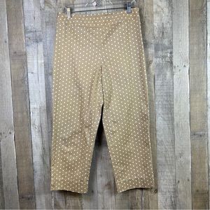 Rafaella Size 10 Tan Capri Pants with White Polka Dots w/Side Zipper hoo…
